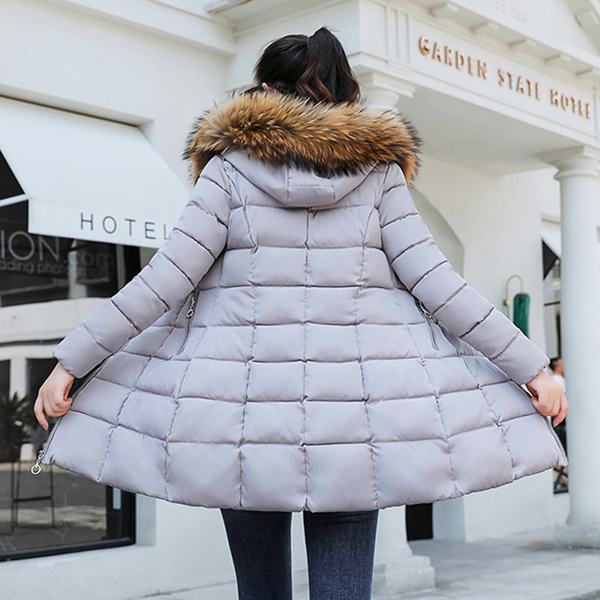 เสื้อโค้ทกันหนาวติดลบกันหิมะได้ มีฮู้ดเฟอร์ใหญ่ถอดได้ (12241X)