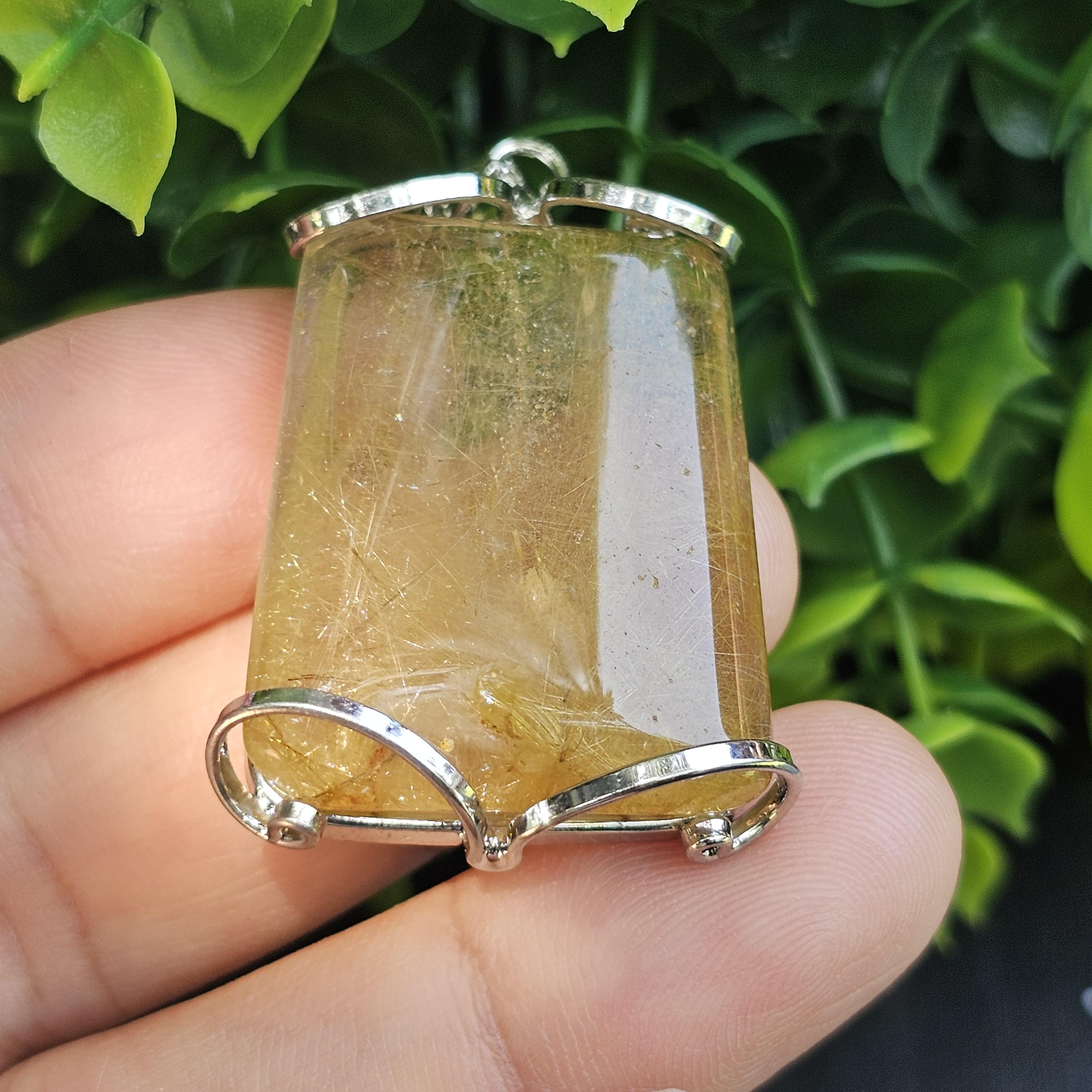 จี้ไหมทอง (Golden Rutilated Quartz) 16.34 กรัม g. พลอยแท้ อัญมณีมงคลประจําวันเกิด เครื่องประดับพลอย