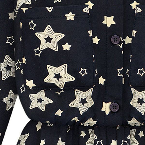 เดรสเชิ้ตลายดาว เอวจั๊ม แขนยาวแต่งสแนป (11429X)