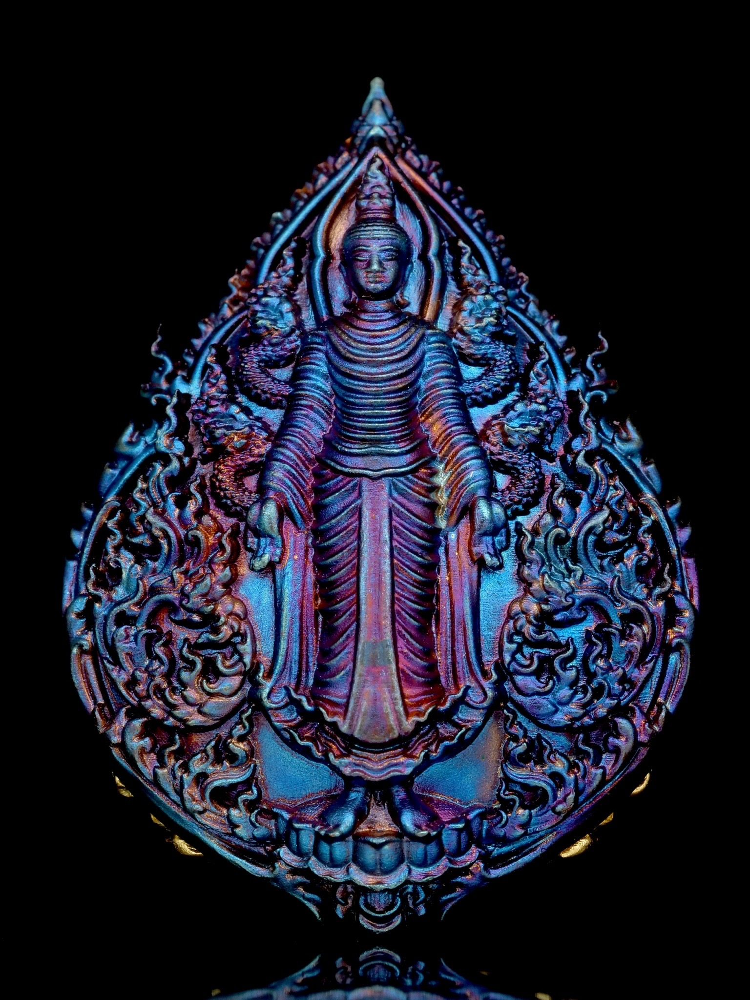 พระพุทธประทานพร รุ่น พุทธบารมี รหัส8 เนื้อบรอนซ์สีรุ้ง องค์ชุบทอง