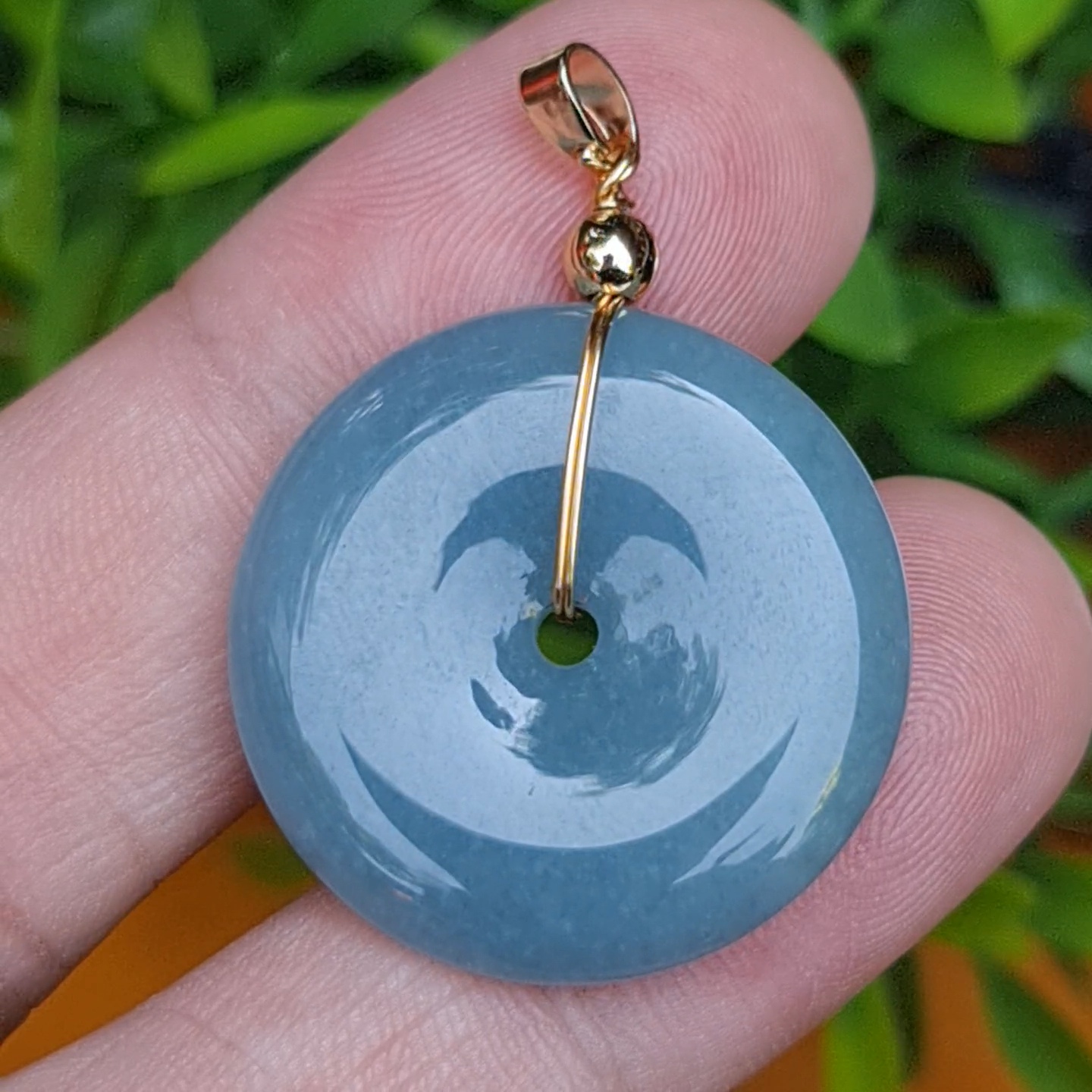 หยก จี้โดนัทหยก 44.85 Cts. (ฺBi Disc Jade) หยกแท้ อัญมณีมงคลประจําวันเกิด เครื่องประดับพลอย