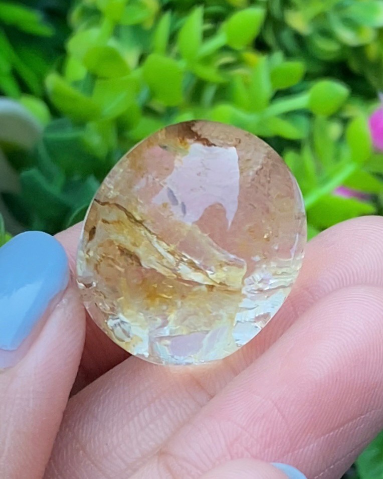 โป่งข่าม ควอตซ์ Rutilated Quartz 49.15 กะรัต Cts. พลอยแท้ อัญมณีมงคลประจําวันเกิด เครื่องประดับพลอย