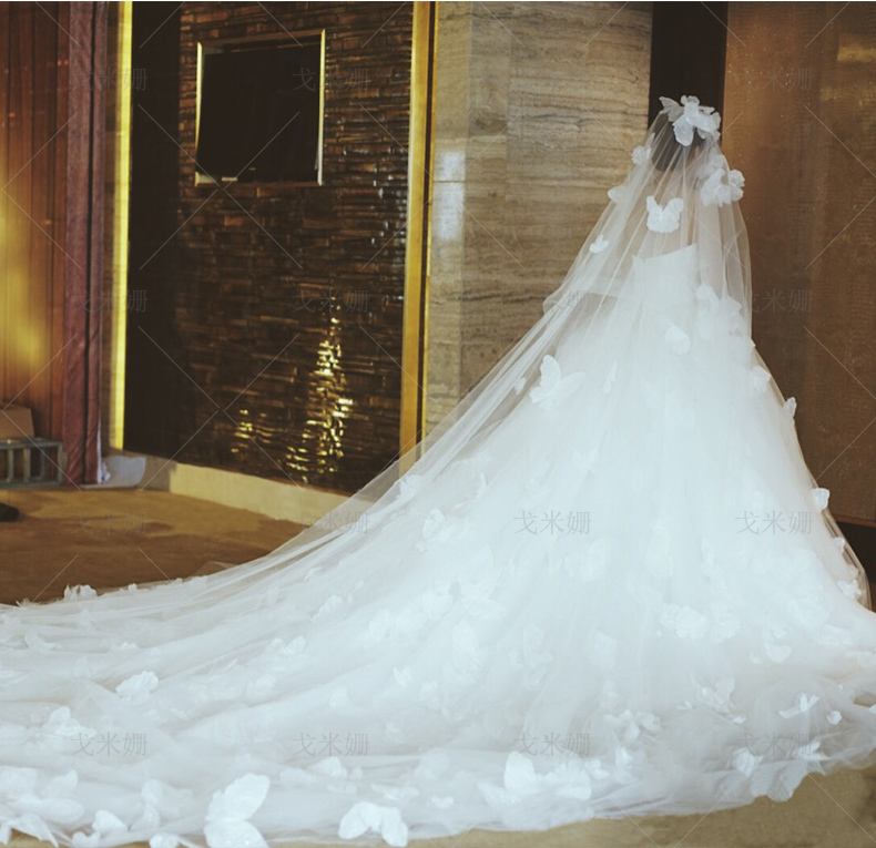 ชุดแต่งงาน เกาะอก หางยาว ซิปหลัง