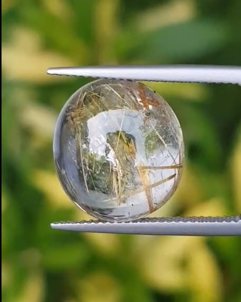 ไหมทอง ควอตซ์ Golden Rutilated Quartz 10.48 กะรัต Cts.พลอยแท้ อัญมณีมงคลประจําวันเกิด เครื่องประดับพลอย