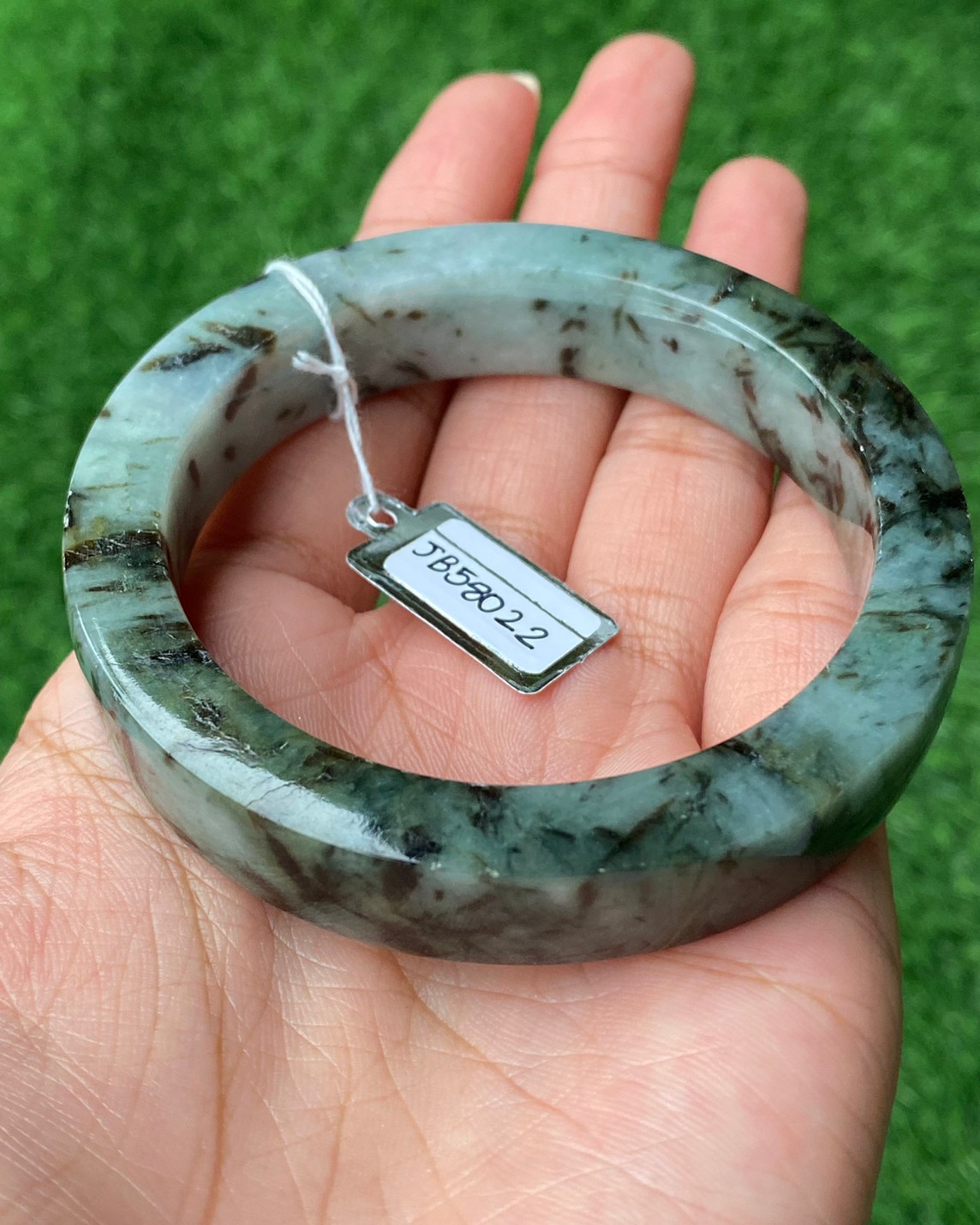 JB58022 หยก พม่า แท้ Jade กำไลหยก 58.0 มม. (Jadeite bracelet) พม่า (Myanmar)