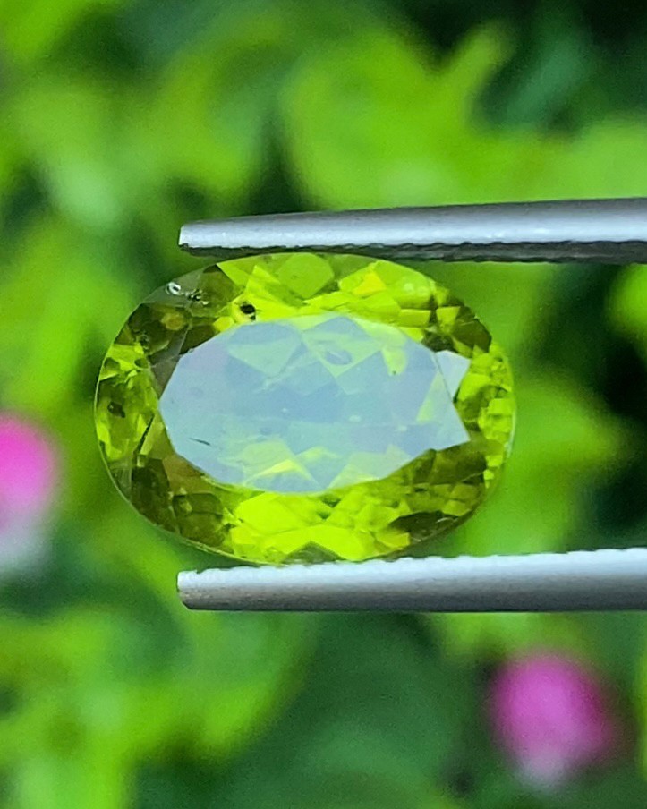 พลอย เพอริดอต Peridot 4.76 กะรัต (Cts.) พลอยแท้ อัญมณีมงคลประจําวันเกิด เครื่องประดับพลอย