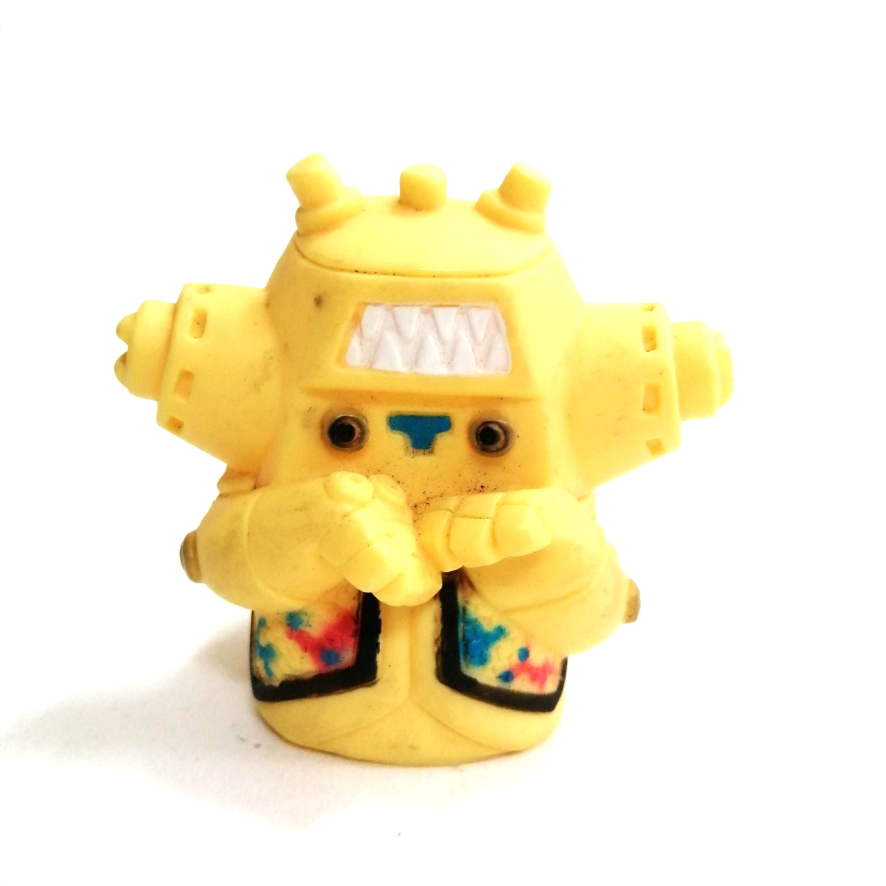 ซอฟสวมนิ้วขนาดใหญ่ สูง3นิ้วสัตว์ประหลาดหุ่นยนต์ คิงส์โจ สีครีมออกเหลือง ของ บ.ซึบุราย่าไชโย งานคนไทย 20 กว่าปีมาแล้ว หายาก สภาพดี