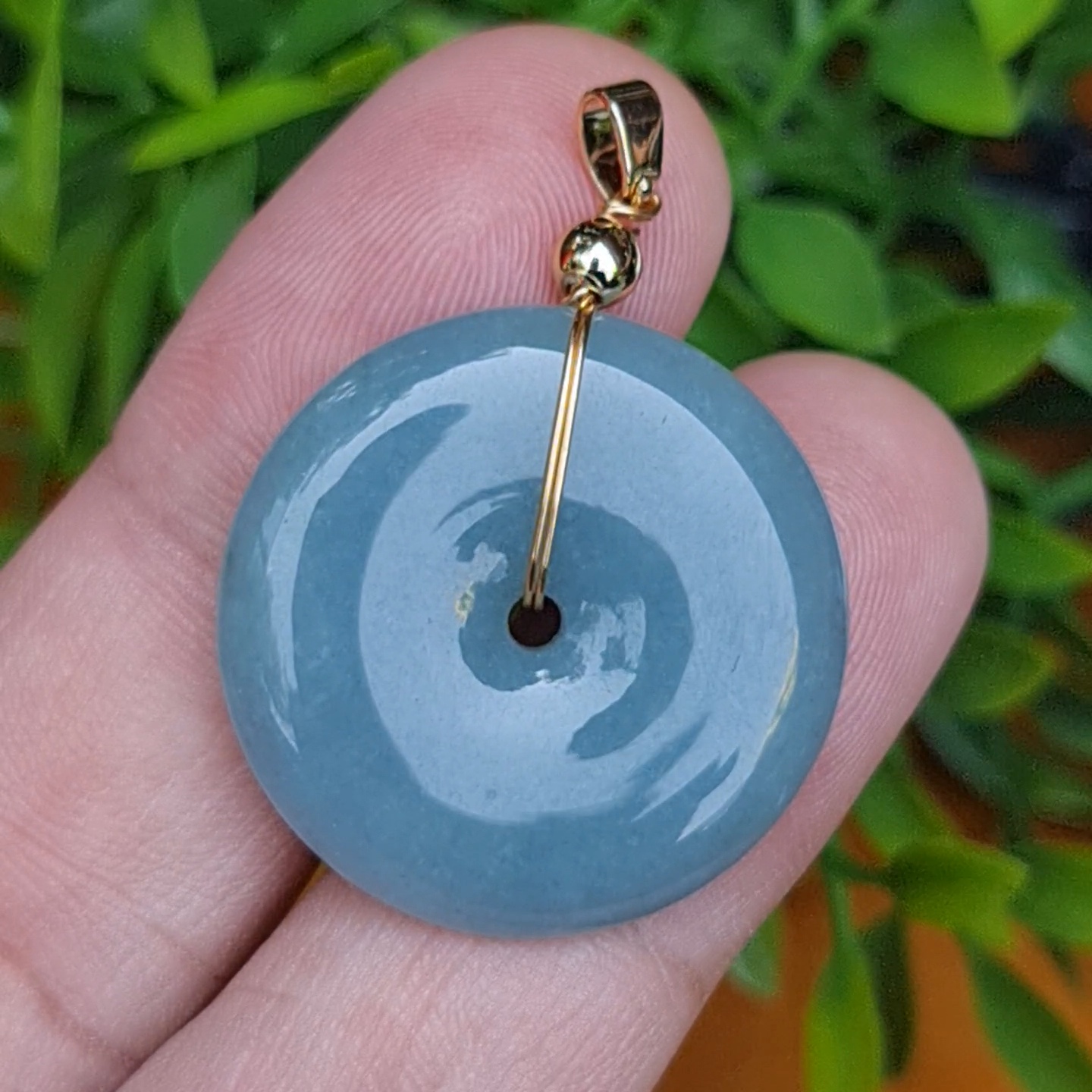 หยก จี้โดนัทหยก 42.75 Cts. (ฺBi Disc Jade) หยกแท้ อัญมณีมงคลประจําวันเกิด เครื่องประดับพลอย