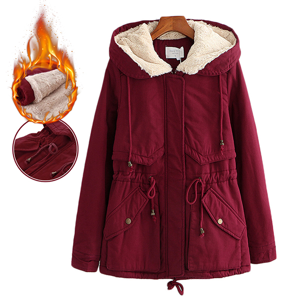 เสื้อโค้ทกันหนาววินเทจใส่ติดลบ มีฮู้ด ซับเฟอร์ขนนุ่มเต็มตัว (12203LM)