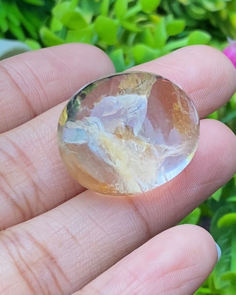 โป่งข่าม ควอตซ์ Rutilated Quartz 59.52 กะรัต Cts. พลอยแท้ อัญมณีมงคลประจําวันเกิด เครื่องประดับพลอย