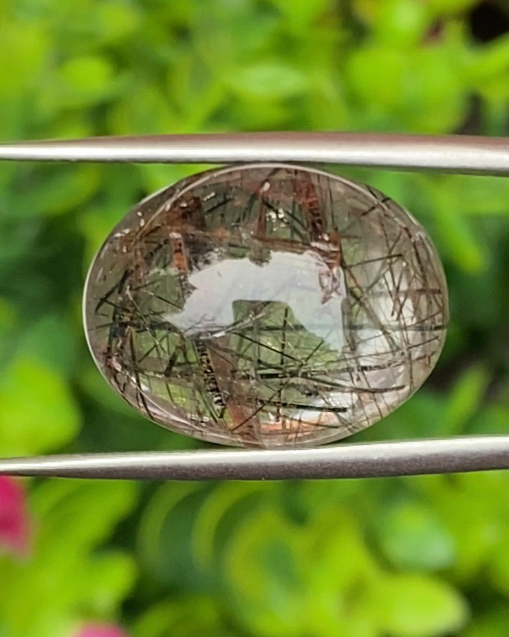 ไหมดำ แก้วขนเหล็ก ควอตซ์ Black Rutilated Quartz 17.60 กะรัต Cts. พลอยแท้ อัญมณีมงคลประจําวันเกิด เครื่องประดับพลอย