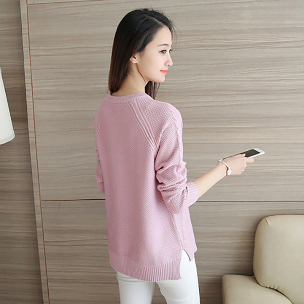 เสื้อสเวตเตอร์ไหมพรม แขนยาว ผ้านิ่มถักลาย (12085B)