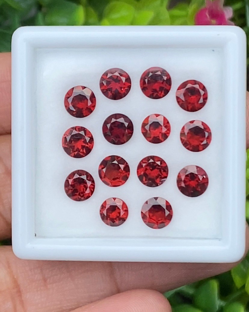 พลอย โกเมน Garnet 14 เม็ด (pcs.) 10.16 กะรัต (Cts.) พลอยแท้ อัญมณีมงคลประจําวันเกิด เครื่องประดับพลอย