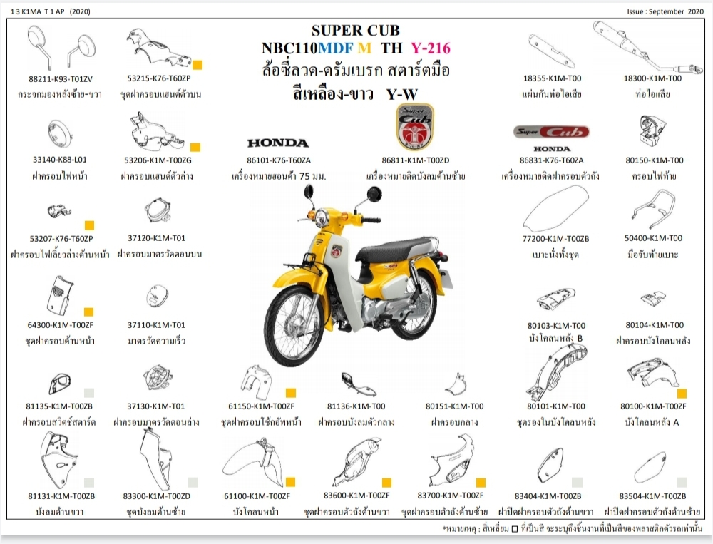 ชุดพลาสติกและเฟรมสี ซุบเปอร์คัพ/M(ปี20)ทุกสี