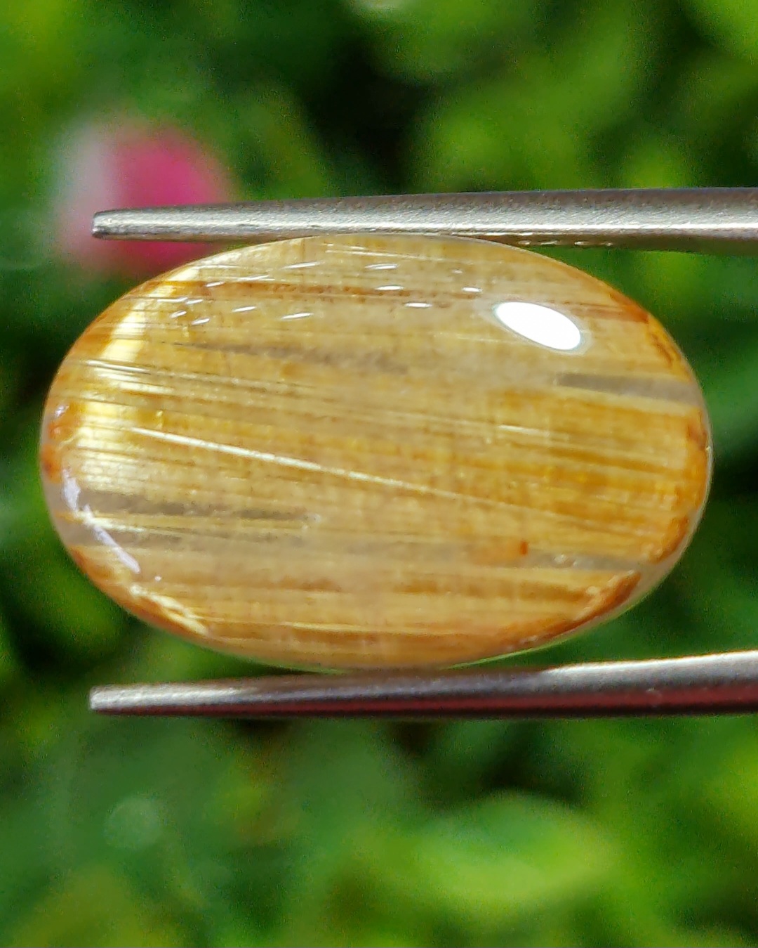 ตาแมว ไหมทอง ควอตซ์ Cat eye Golden Rutilated Quartz 17.0 กะรัต Cts.พลอยแท้ อัญมณีมงคลประจําวันเกิด เครื่องประดับพลอย