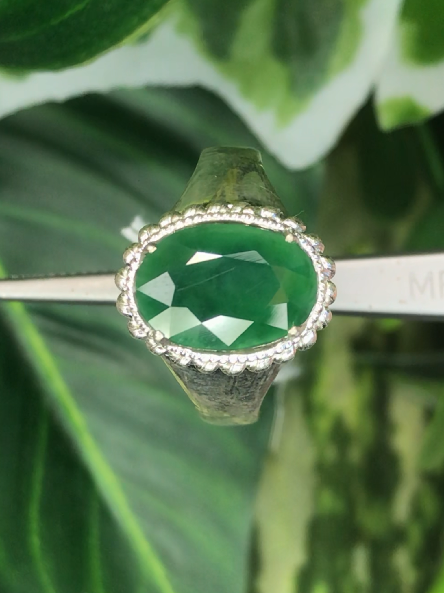 หยก พม่า แท้ Jade แหวนหยก 翡翠戒指 (Jadeite ring) ดิบ (Size) 57 ไม่ผ่านการปรับปรุง (Type A) พม่า (Myanmar)
