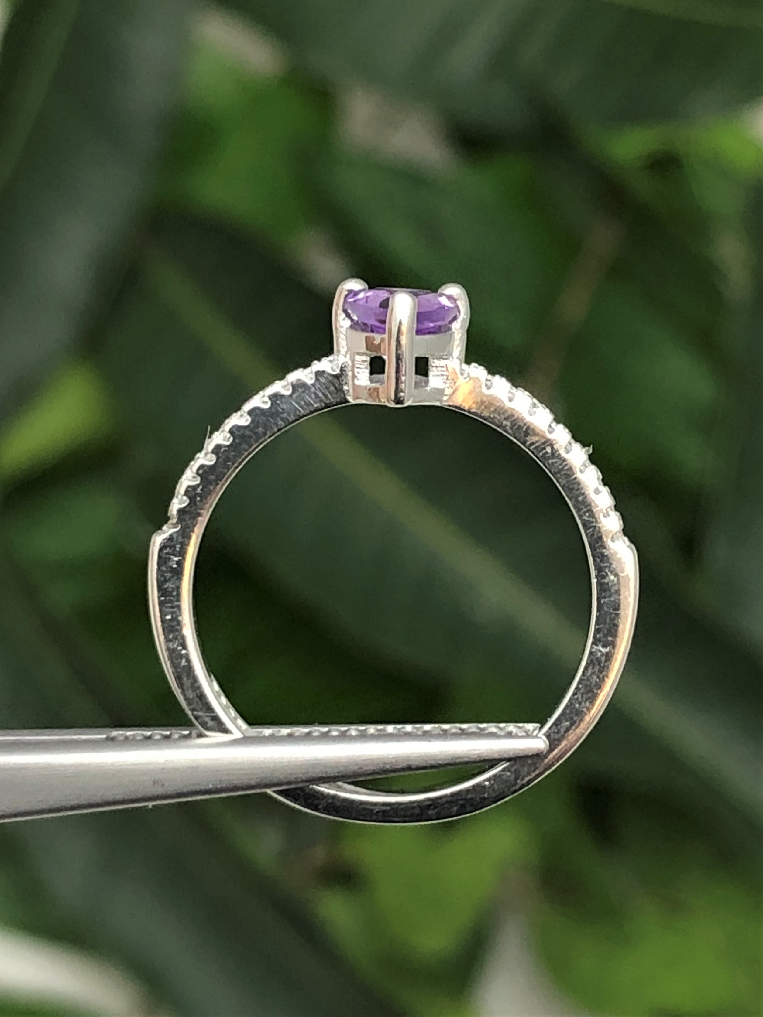 ชุดเครื่องประดับพลอย อเมทิส Amethyst Jewelry ตัวเรือนเงินแท้ ชุบทองคำขาว เพชร CZ คัดคุณภาพ