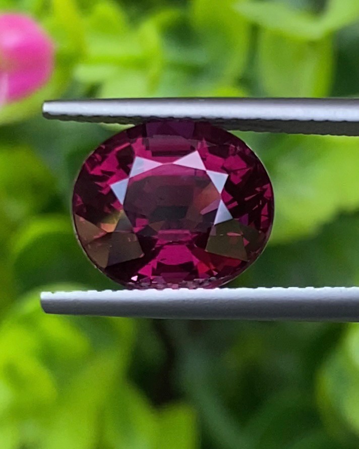 พลอย โรโดไลต์ กาเน็ท Rhodolite Garnet 5.23 กะรัต Cts.พลอยแท้ อัญมณีมงคลประจําวันเกิด เครื่องประดับพลอย