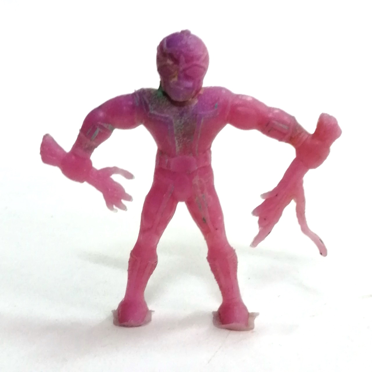 ตุ๊กตุ่นแอ๊นท์ ขนาด2นิ้ว ตามรูป ตัวแข็ง สีชมพู มีรอยเลอะสีอมม่วง มือถือกิ่งไม้