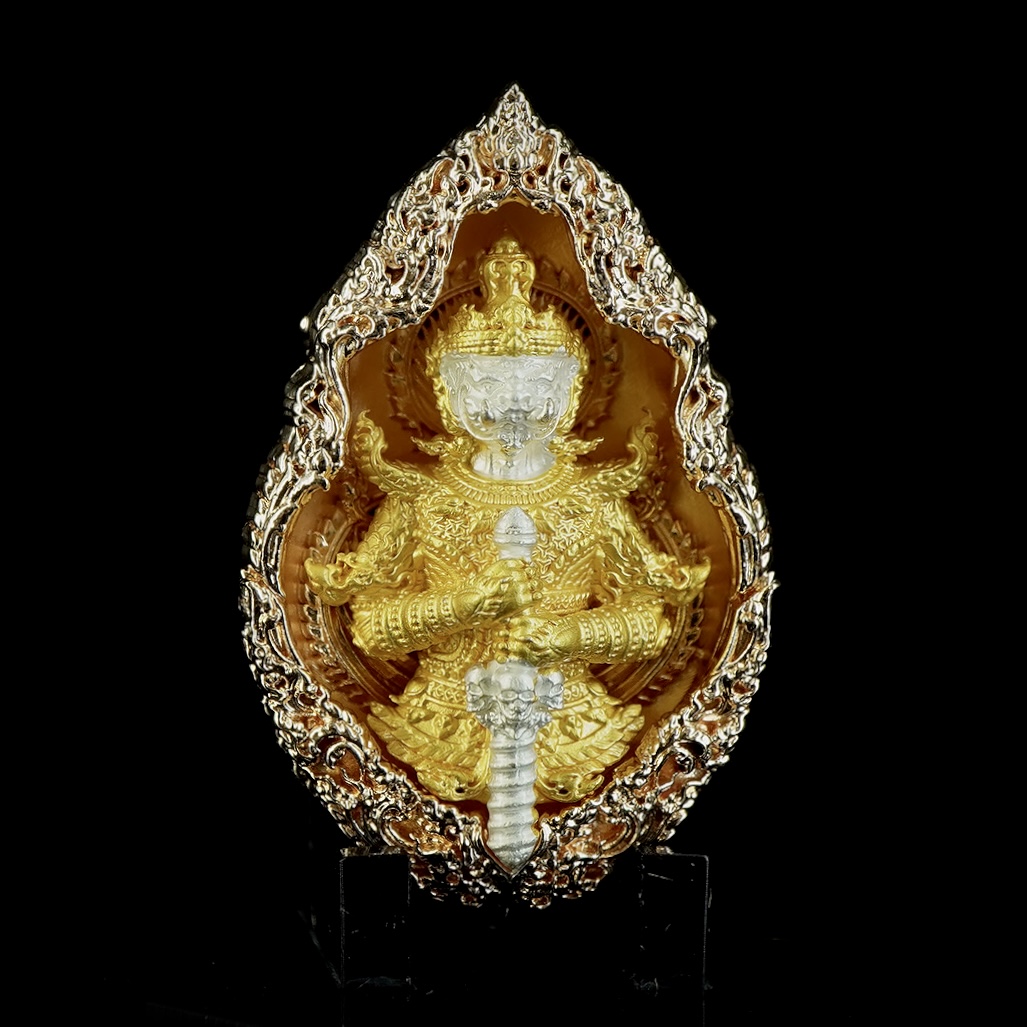 ท้าวเวสสุวรรณวัดสกุณาราม ( วัดนก ) รหัส 1.6 เนื้อชนวนชุบ 3 กษัตริย์