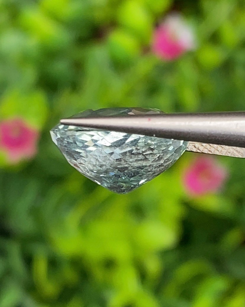 พลอย อความารีน Aquamarine 6.94 กะรัต (Cts.) พลอยแท้ อัญมณีมงคลประจําวันเกิด เครื่องประดับพลอย