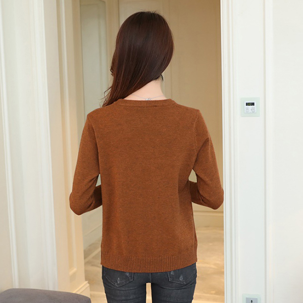 เสื้อไหมพรมวูลเนื้อนิ่ม แขนยาว ถักลายช้างน้อย (12268B)