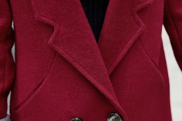 เสื้อโค้ทวูลกันหนาวทรงสูท แขนยาวตัดสี แต่งกระเป๋าคู่ (12165X)