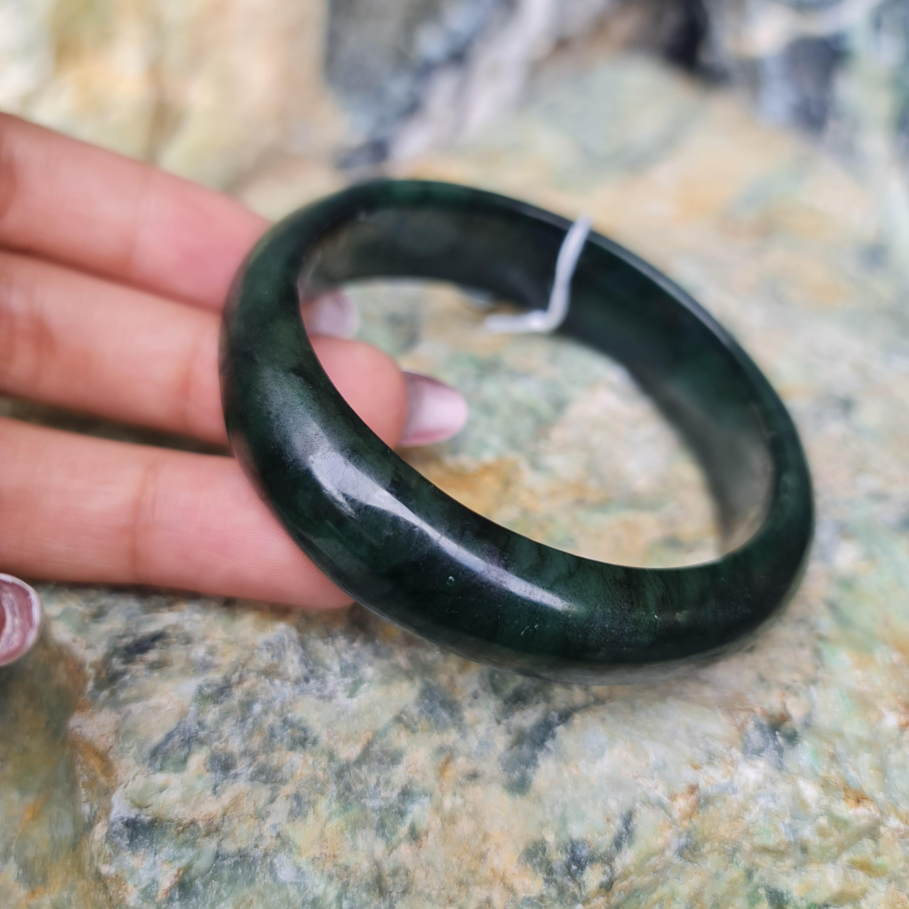 JB6804072 หยก พม่า แท้ Jade กำไลหยก 57.4 มม. (Jadeite bracelet) พม่า (Myanmar)