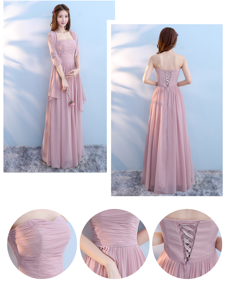 Pre-order ชุดเพื่อนเจ้าสาว สีชมพู Nude ผ้าชีฟอง เชือกผูกหลัง มีหลายแบบ