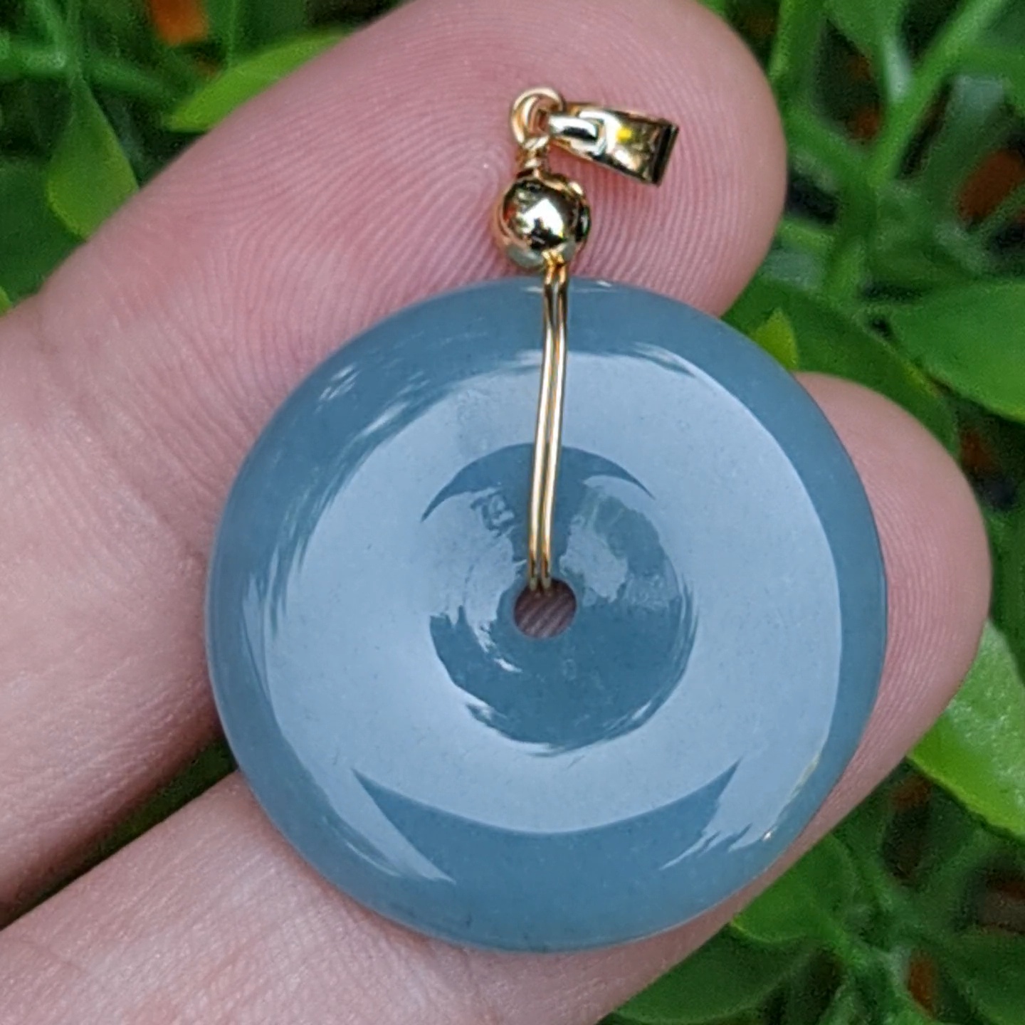 หยก จี้โดนัทหยก 37.60 Cts. (Bi Disc Jade) หยกแท้ อัญมณีมงคลประจําวันเกิด เครื่องประดับพลอย