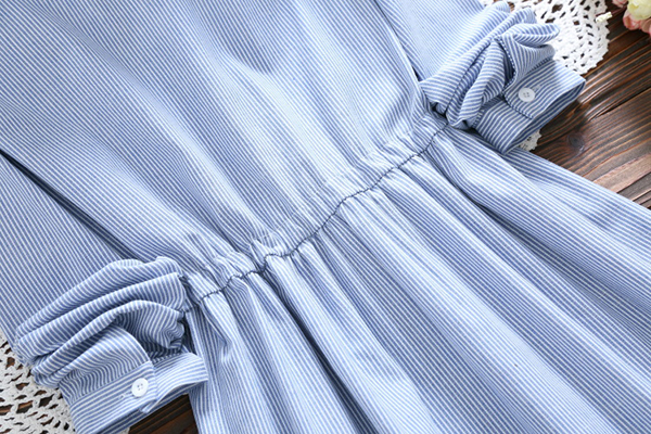 เดรสเชิ้ตแขนยาว เอวผูกจั๊ม แต่งปักลายกระรอก (12295LM)