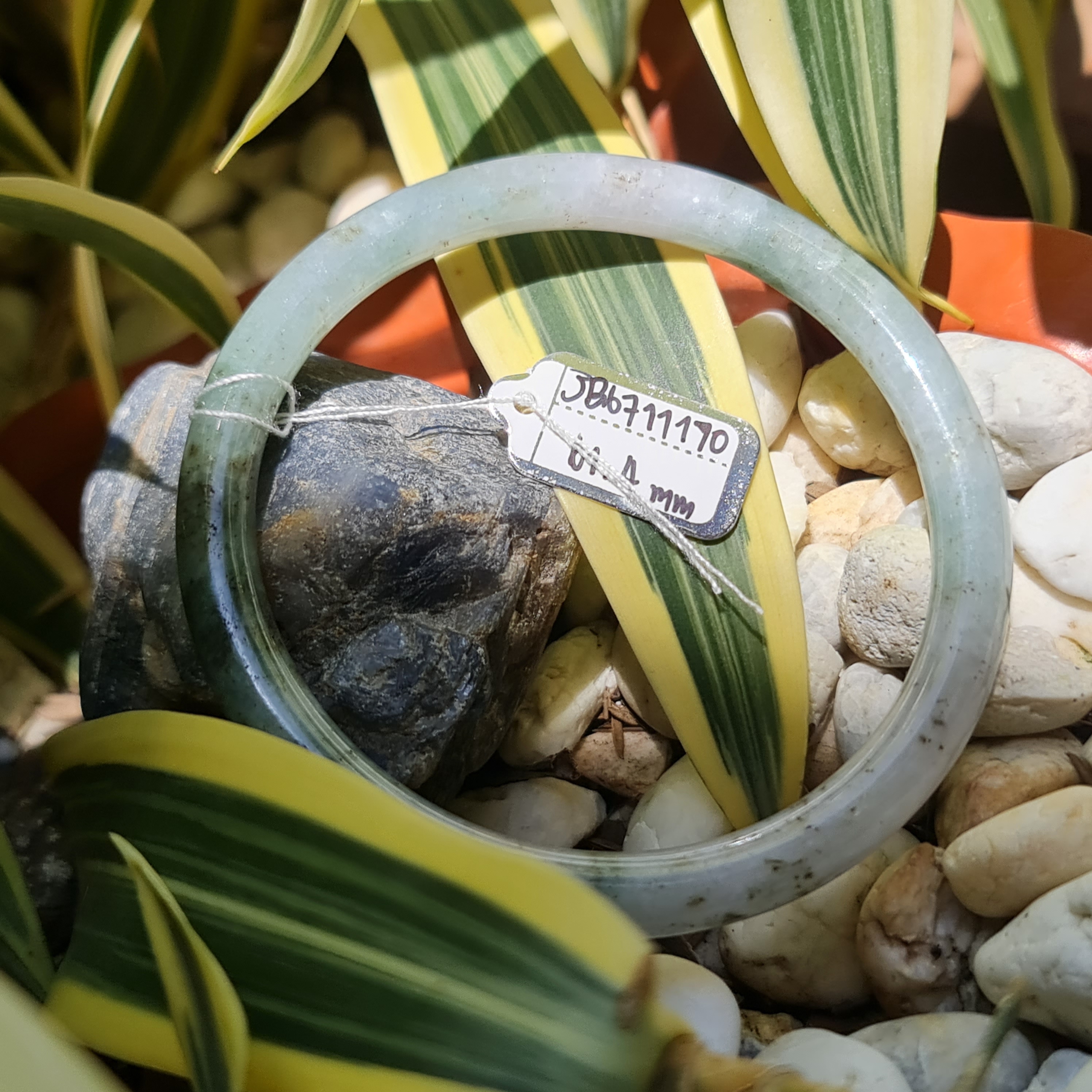 JB6711170 หยก พม่า แท้ Jade กำไลหยก 61.4 มม. (Jadeite bracelet) พม่า (Myanmar)