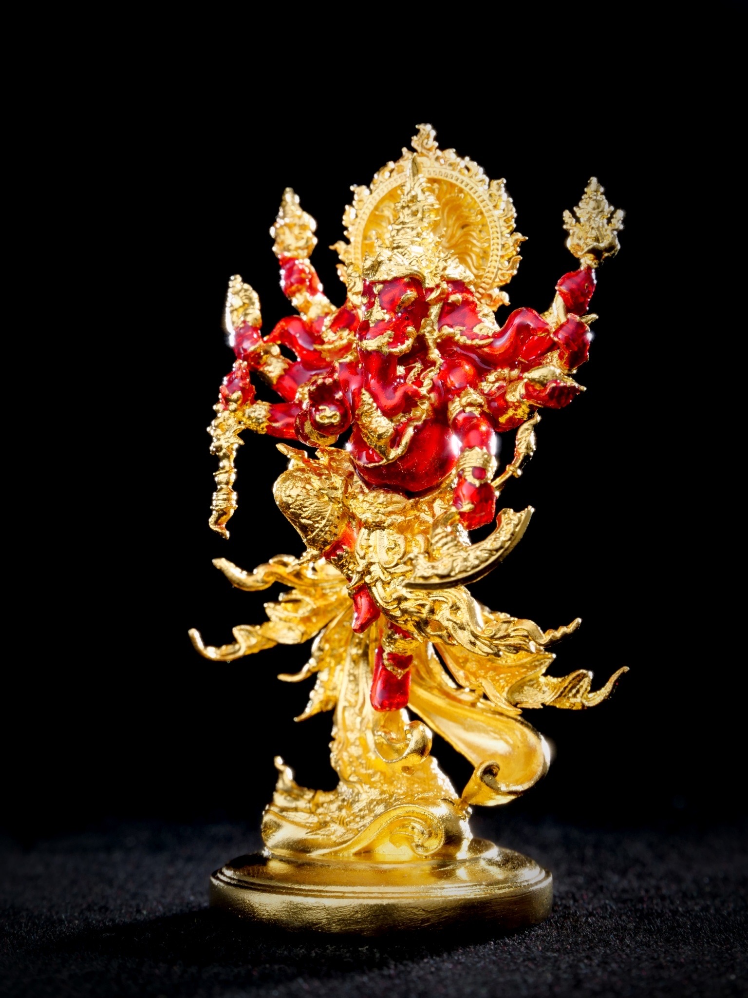 พระพิฆเนศสุริยะเทพ สุริยาบินายัค Surya Binayak รหัส8 เนื้อชนวนมหาชนวน ชุบทองลงยา