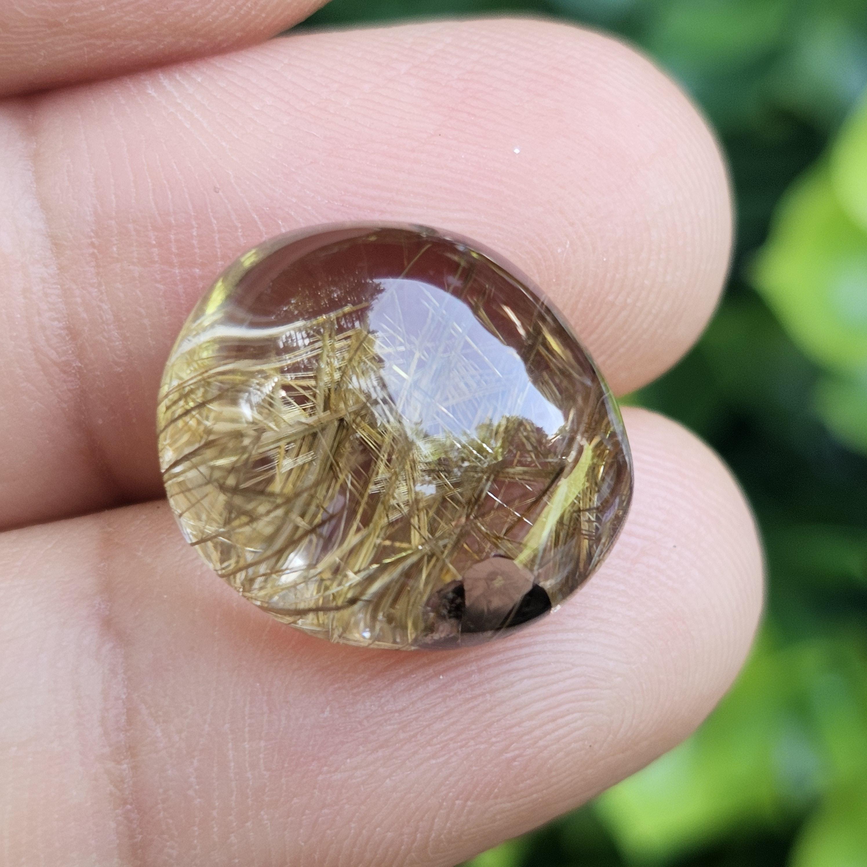 ไหมทอง ควอตซ์ Golden Rutilated Quartz 16.47 กะรัต Cts.พลอยแท้ อัญมณีมงคลประจําวันเกิด เครื่องประดับพลอย