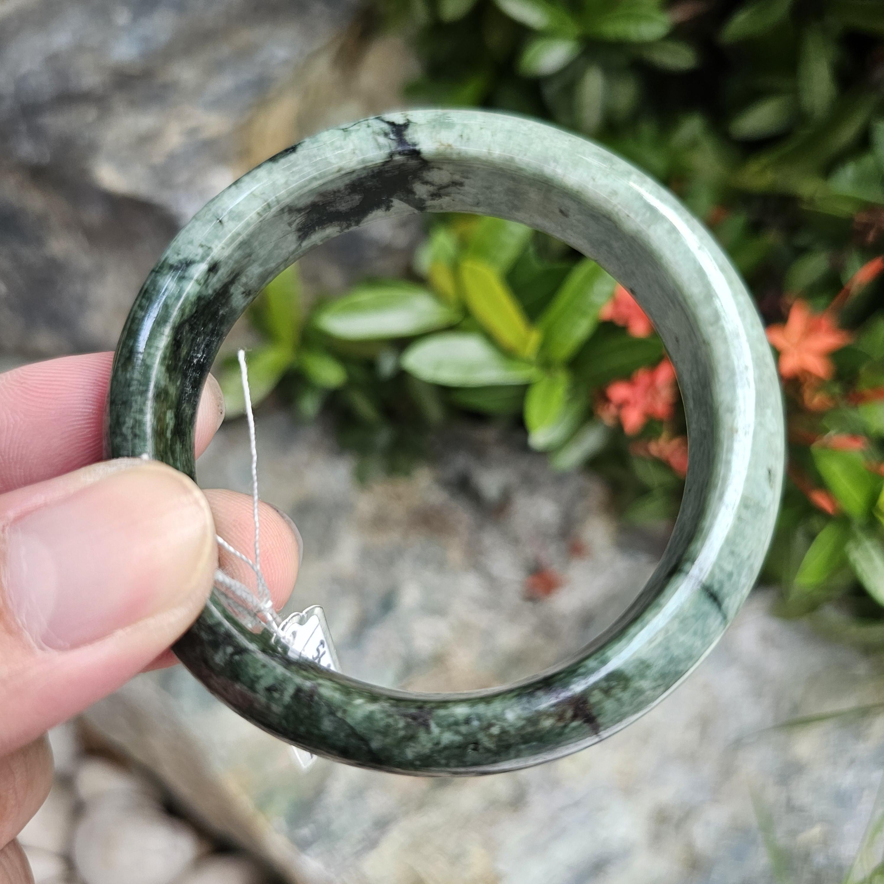 JB6804012 หยก พม่า แท้ Jade กำไลหยก 56.9 มม. (Jadeite bracelet) พม่า (Myanmar)