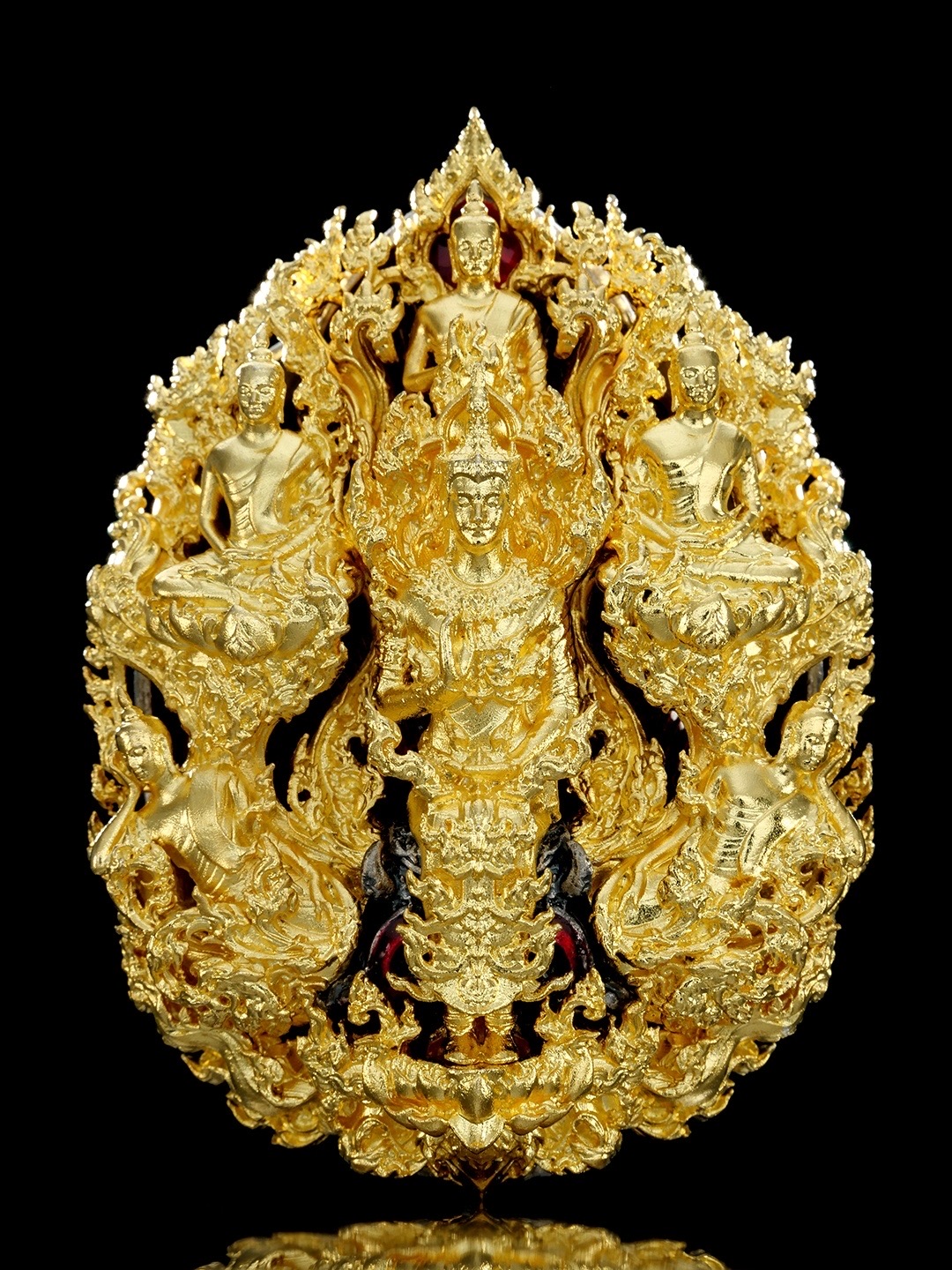 พระยมกปาฎิหาริย์ รายการพิเศษ เนื้อบรอนซ์ชุบทองหลังชุบซาตินลงยาแดง