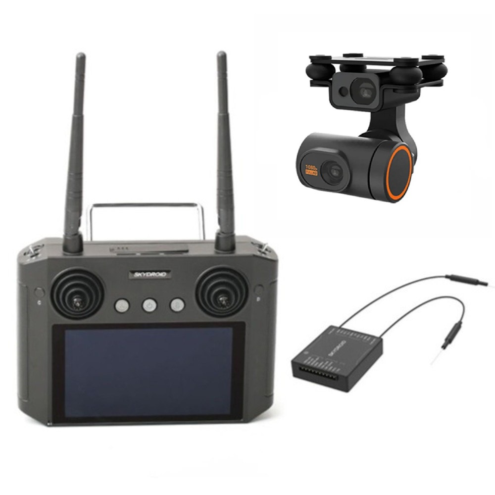 รีโมทจอสัมผัส พร้อม Ground Station ในตัว Skydroid H12 พร้อมรีซีฟ R12 และกล้องHD กิมบอลกันสั่นในตัว Lidarกันชนในตัว บันทึก VDO และภาพได้