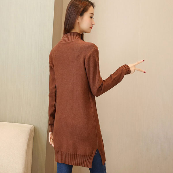 เดรสคอเต่ากันหนาว ไหมพรมวูลหนานุ่มถักลาย (12067B)