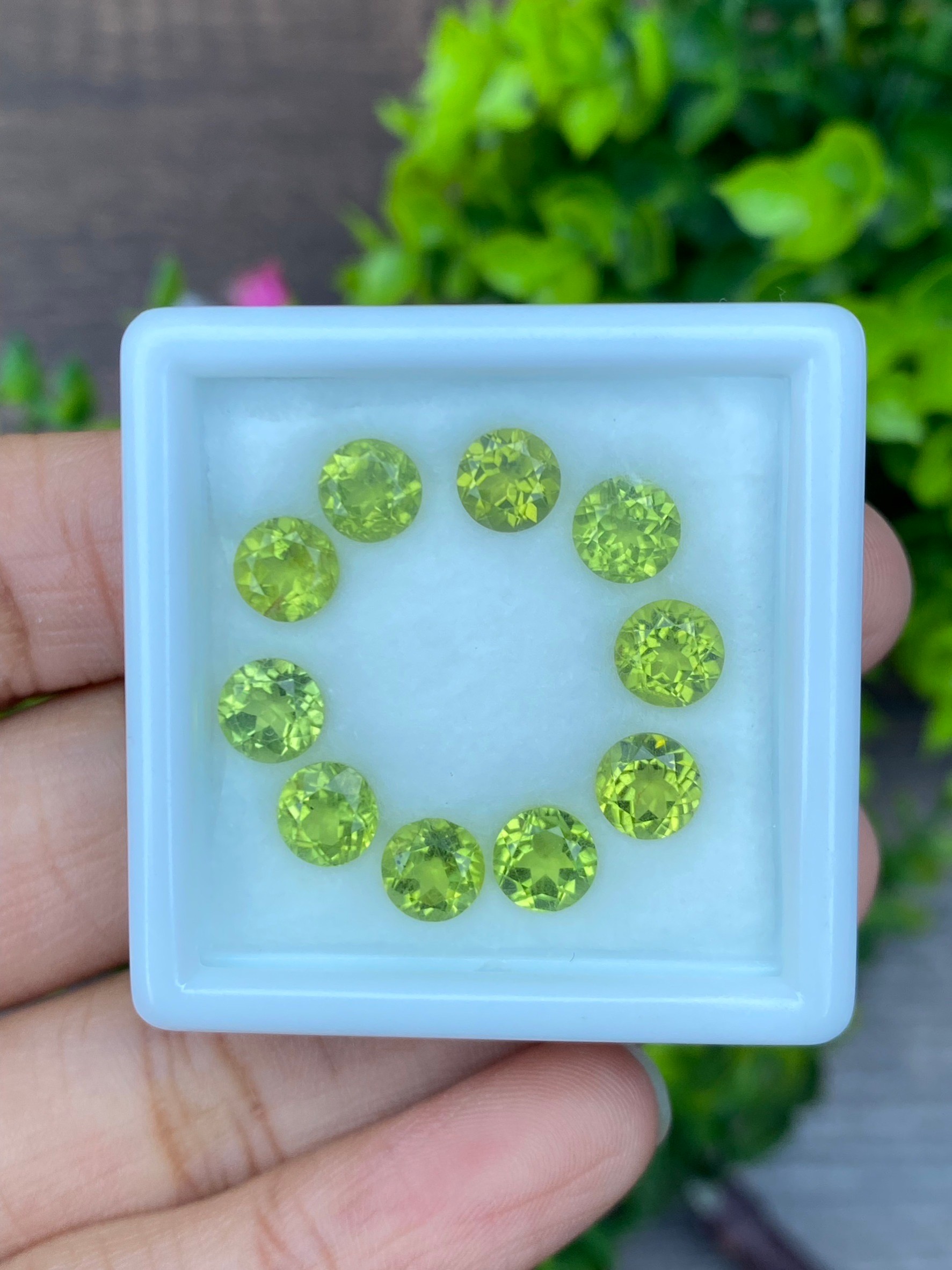 พลอย เพอริดอต Peridot 9.28 กะรัต (Cts.) 10 เม็ด (pcs.) พลอยแท้ อัญมณีมงคลประจําวันเกิด เครื่องประดับพลอย