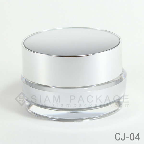 กระปุก อะคริลิค ทรงกลมสีเงิน รหัส CJ-04