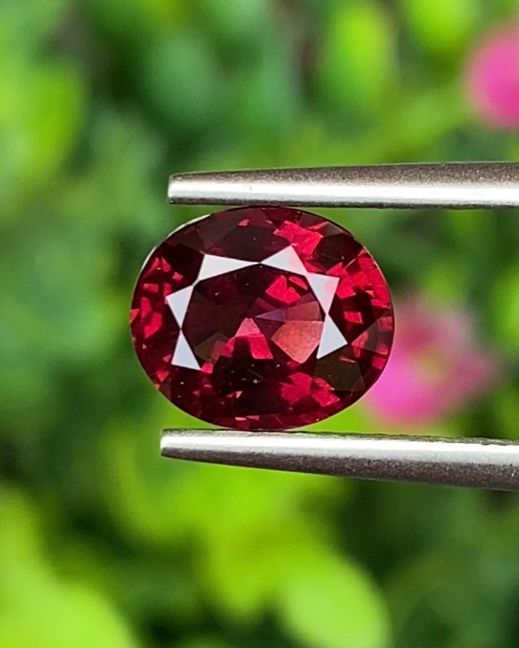 พลอย โรโดไลต์ กาเน็ท Rhodolite Garnet 2.49 กะรัต Cts.พลอยแท้ อัญมณีมงคลประจําวันเกิด เครื่องประดับพลอย