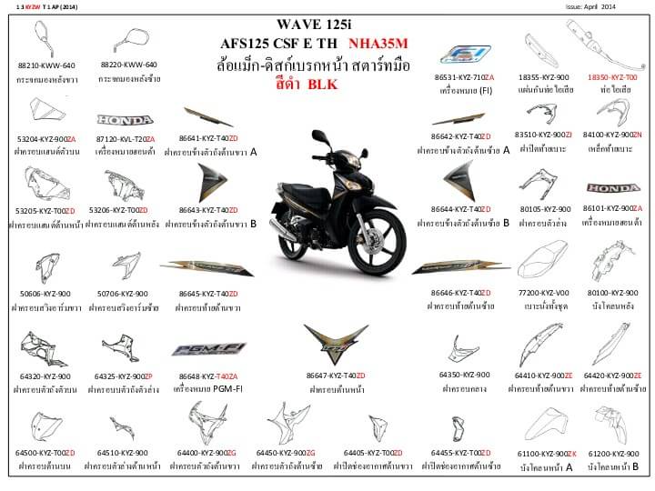 ชุดพลาสติกและเฟรมสี เวฟ125ไอ/E (ปี14)ทุกสี