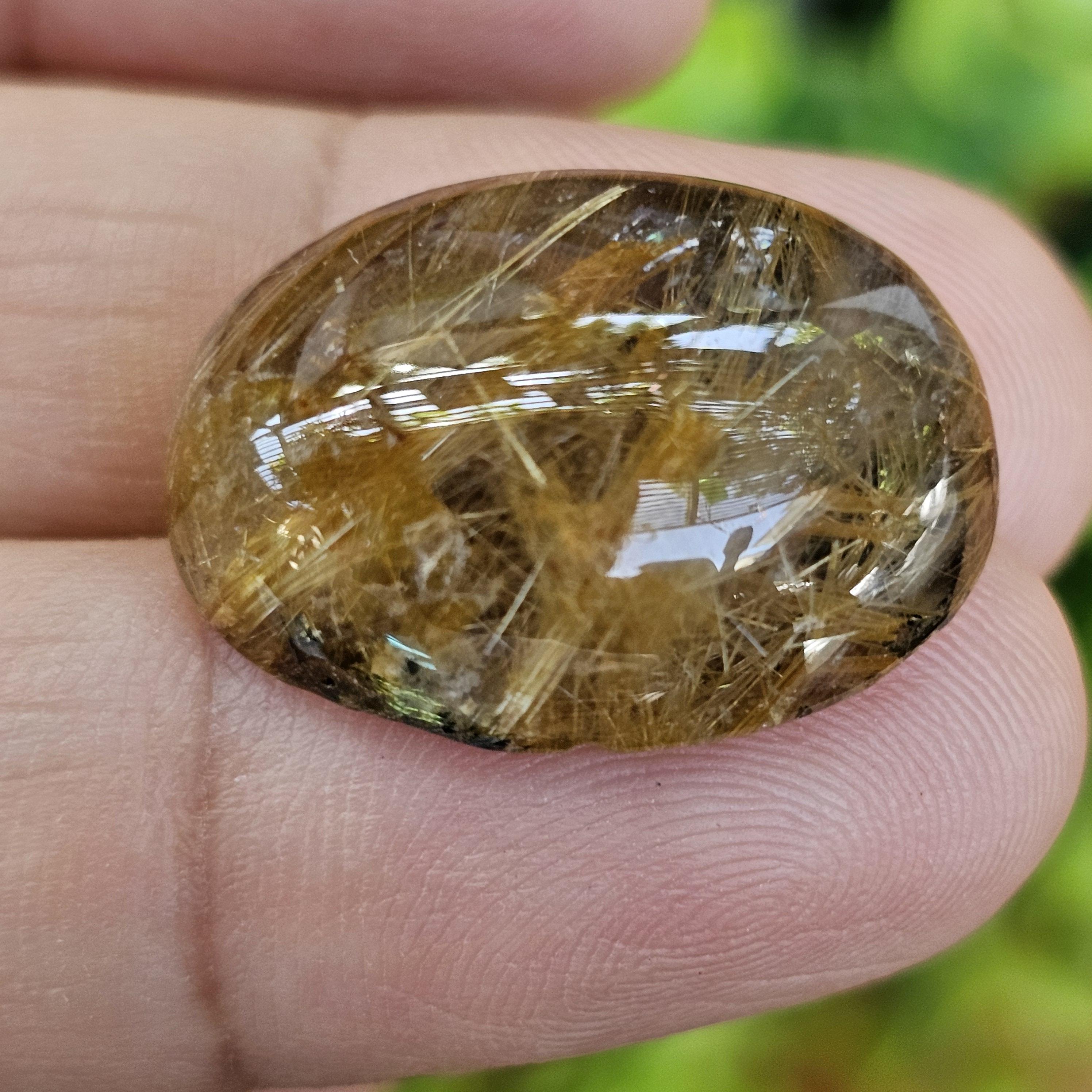ไหมทอง ควอตซ์ Golden Rutilated Quartz 27.54 กะรัต Cts.พลอยแท้ อัญมณีมงคลประจําวันเกิด เครื่องประดับพลอย