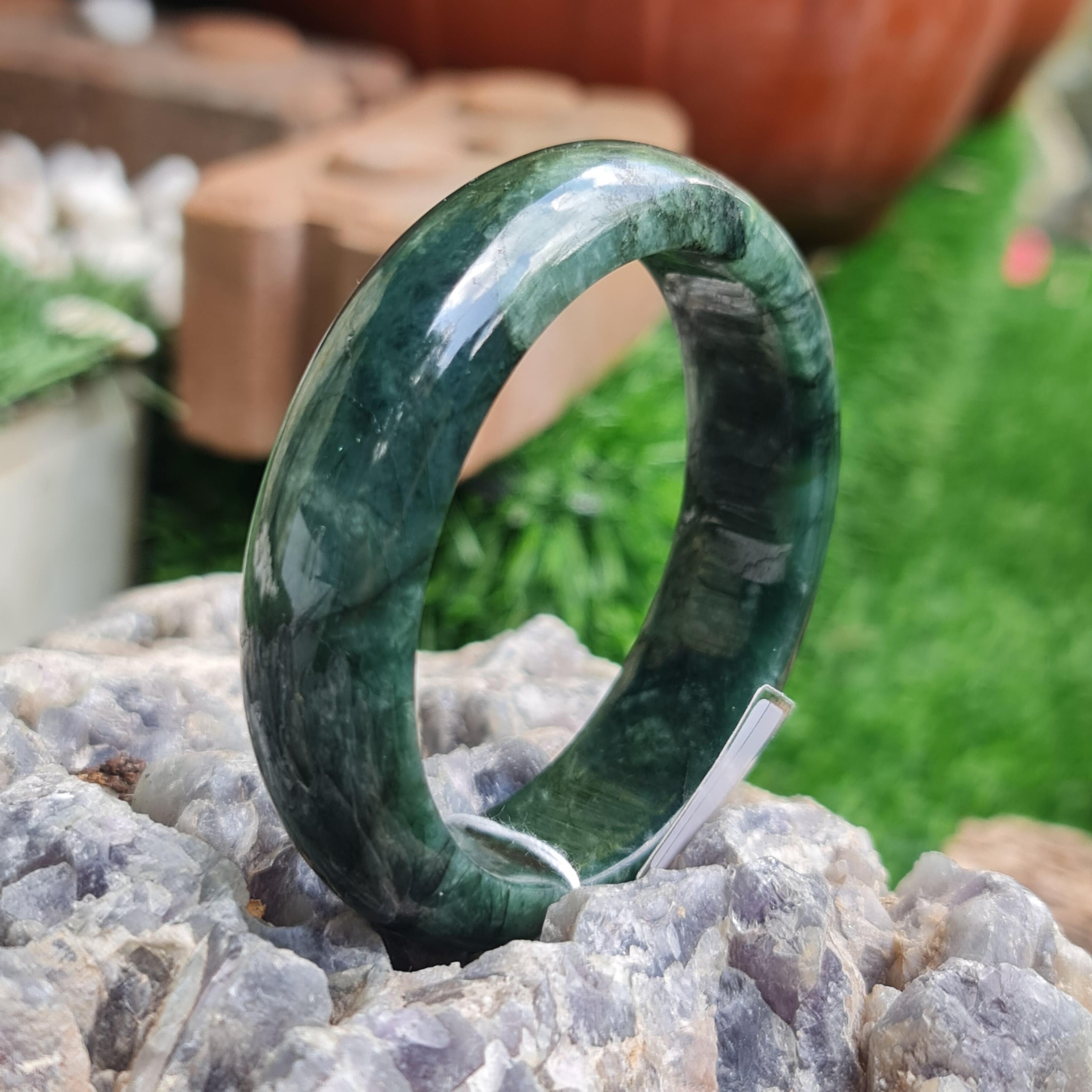 JB6804074 หยก พม่า แท้ Jade กำไลหยก 56.9 มม. (Jadeite bracelet) พม่า (Myanmar)