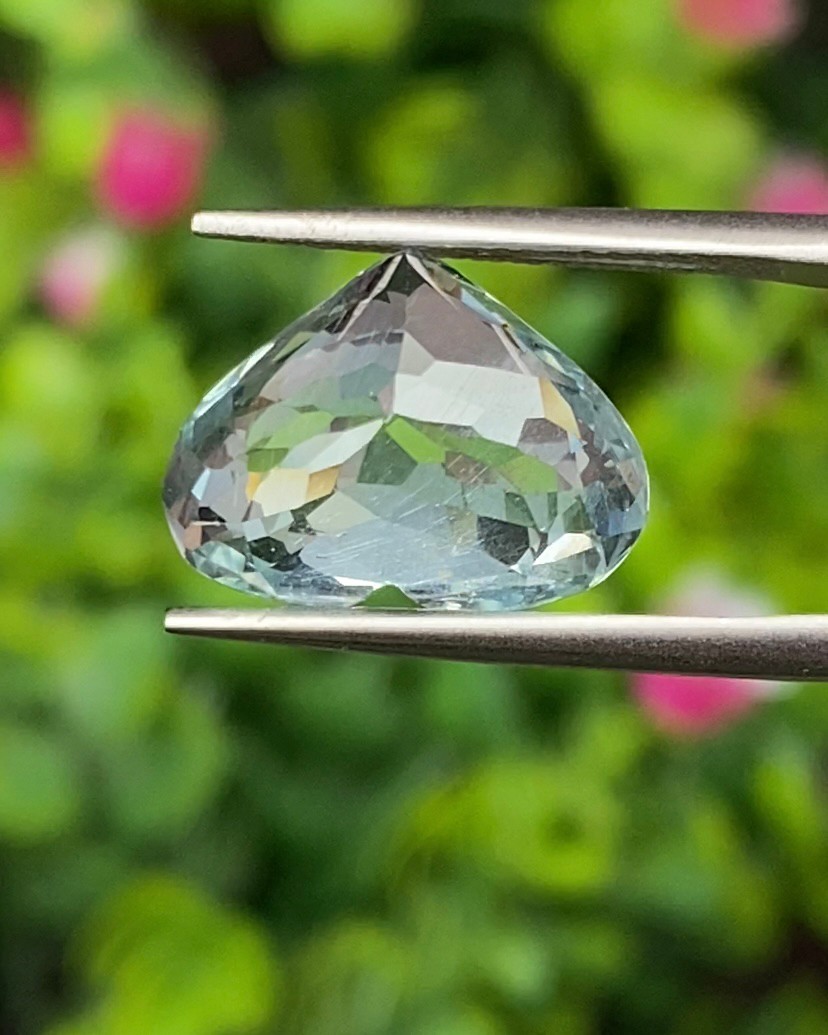 พลอย อความารีน Aquamarine 6.06 กะรัต (Cts.) พลอยแท้ อัญมณีมงคลประจําวันเกิด เครื่องประดับพลอย