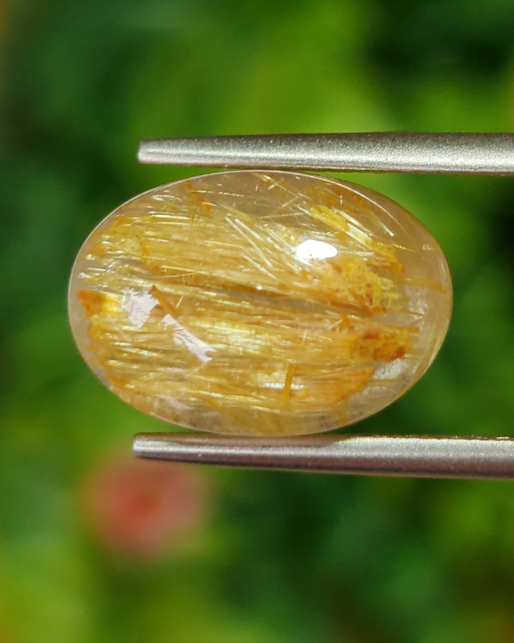 ไหมทอง ควอตซ์ Golden Rutilated Quartz 7.37 กะรัต Cts.พลอยแท้ อัญมณีมงคลประจําวันเกิด เครื่องประดับพลอย