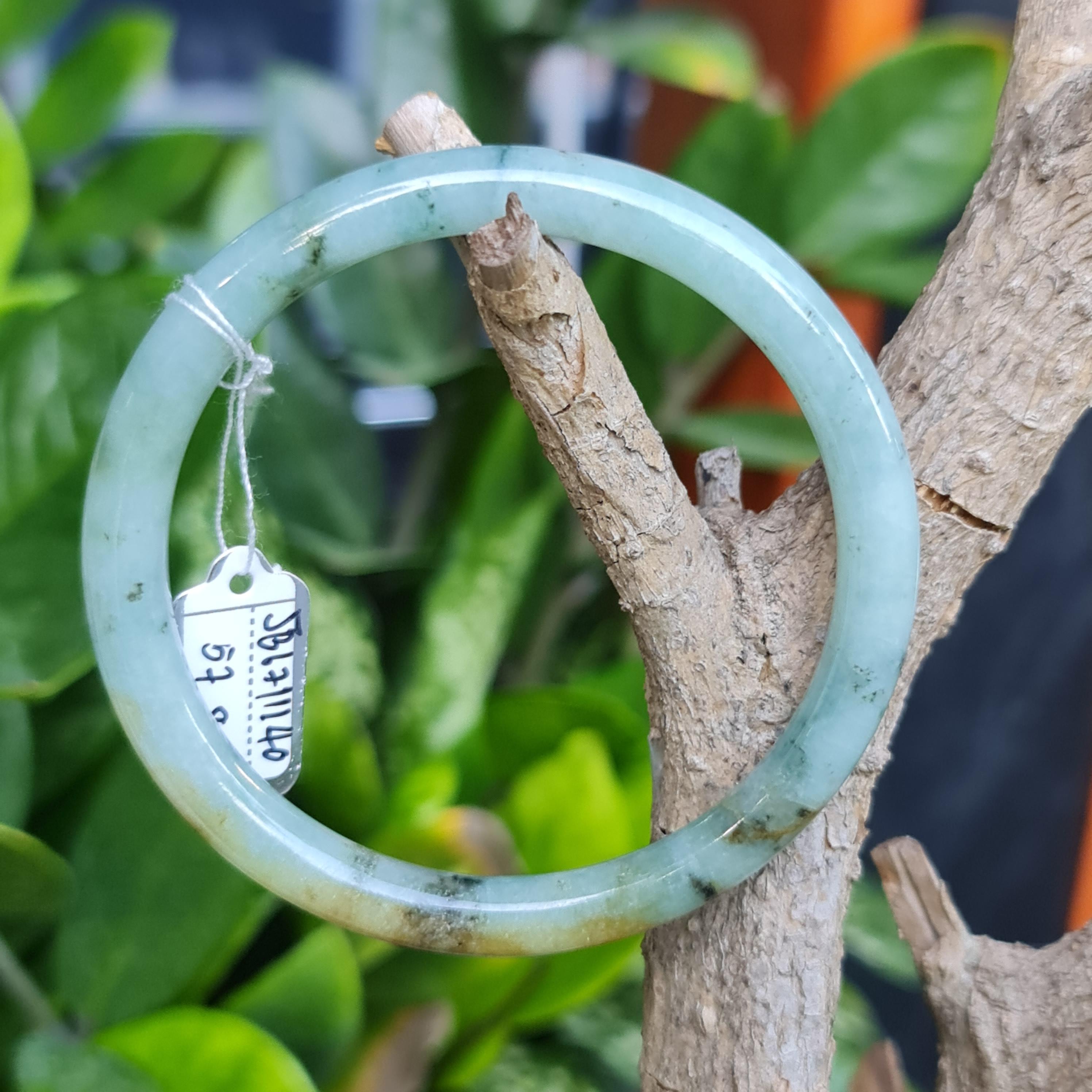 JB6711140 หยก พม่า แท้ Jade กำไลหยก 57.8 มม. (Jadeite bracelet) พม่า (Myanmar)