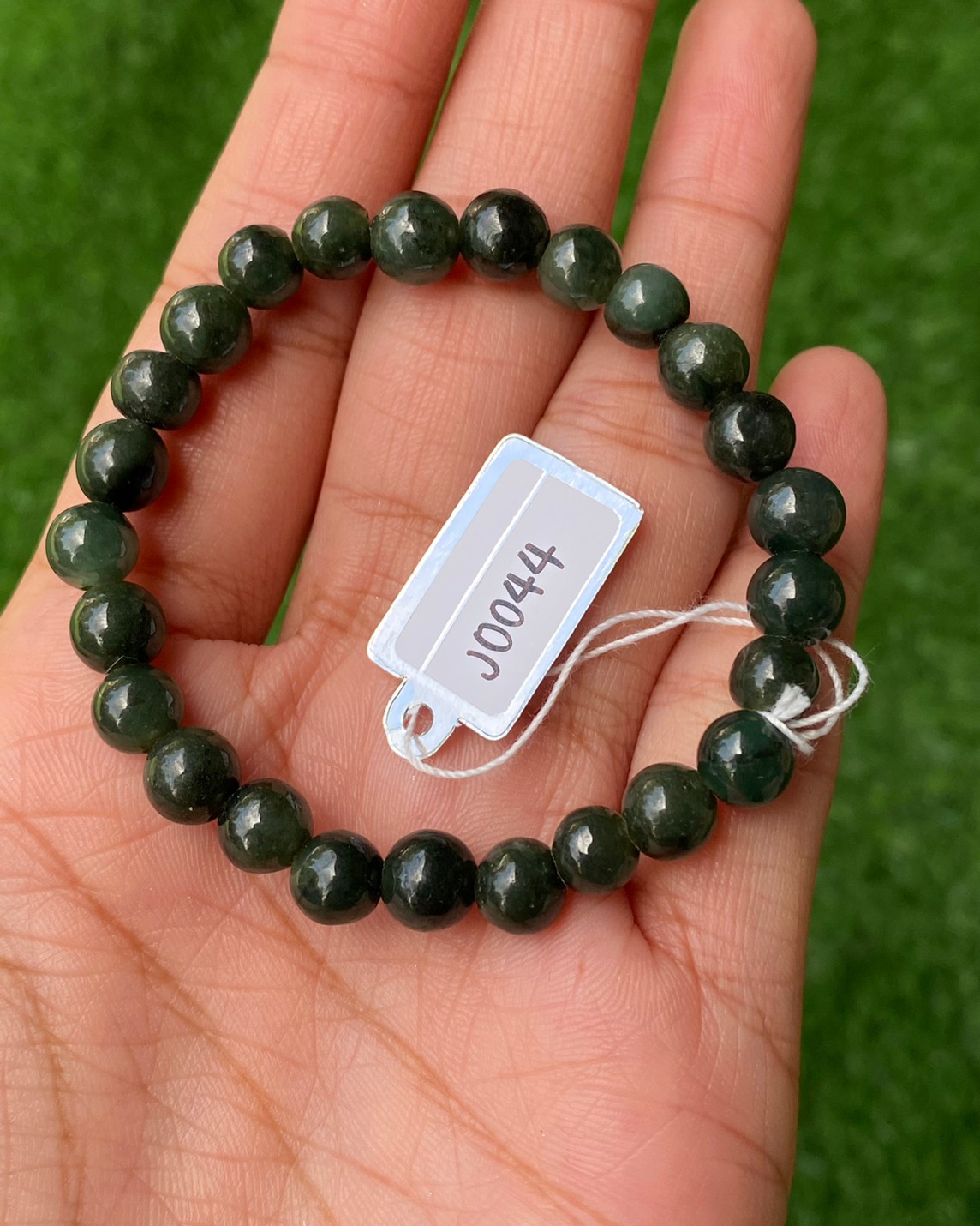 J0044 หยก พม่า แท้ Jade กำไล ประคำหยก (Jadeite Beads Bracelet) พม่า (Myanmar)