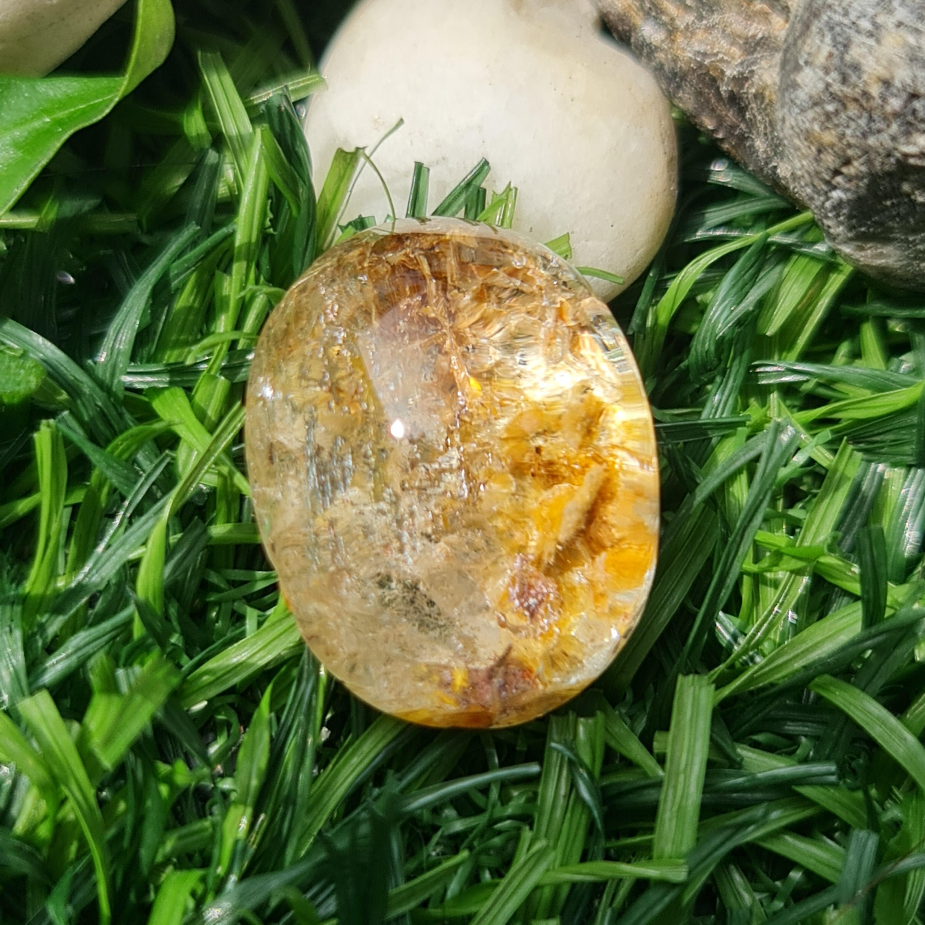 โป่งข่าม ควอตซ์ Rutilated Quartz 30.26 กะรัต Cts. พลอยแท้ อัญมณีมงคลประจําวันเกิด เครื่องประดับพลอย