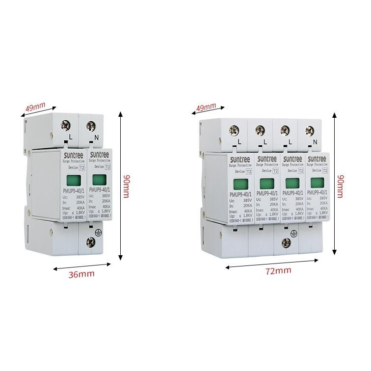 อุปกรณ์ป้องกันฟ้าผ่า Surge Protection AC 4P 385V 20kA 40kA SUP1-40 SPD AC กระชาก 380v 3 เฟส